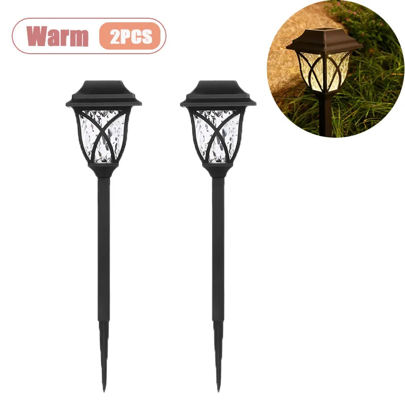 1-8PCS Solar Powered Outdoor Garden Lights Waterproof LED Stake Lamps for Automatic Yard Pathway and Lawn Lighting Oasis Select Warm-2PCS