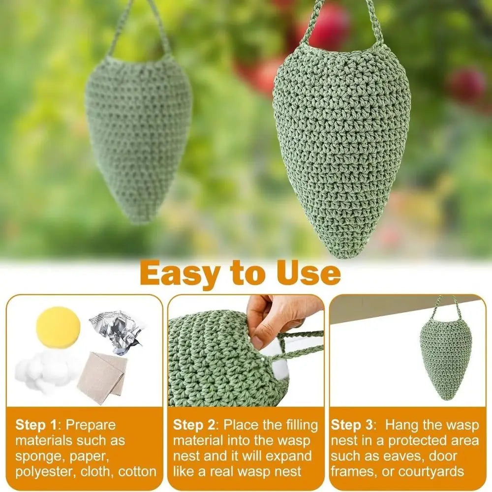 Large Size Crochet Wasp Nest Portable Design Cotton Rope Woven Hanging Wasp Traps Effectively Repelling Wasps Oasis Select