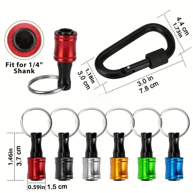 Multifunctional 1/4 Hex Shank Bit Extension Rod Keychain Carabiner Set Portable Drill Bit Storage Connecting Rod Hardware Tool Oasis Select