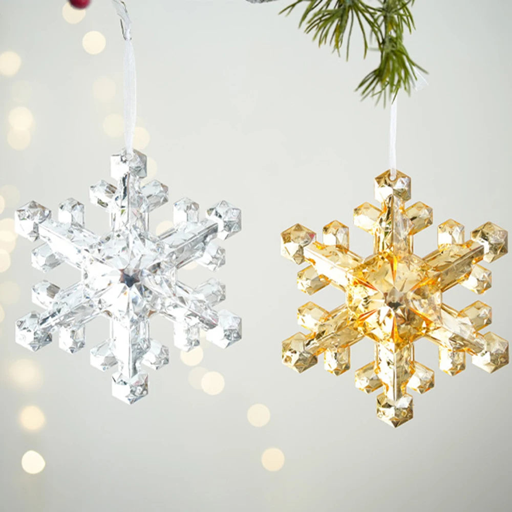 Translucent Snowflake Pendant Plastic Snowflake Shape Charm Christmas Tree Ornament Christmas New Year Atmosphere Decoration Oasis Select