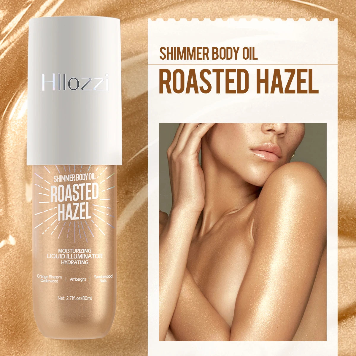 This shimmering body highlighter has a beautiful, subtle shimmer and is perfect for parties and gatherings. Oasis Select ROASTED HAZEL 80g