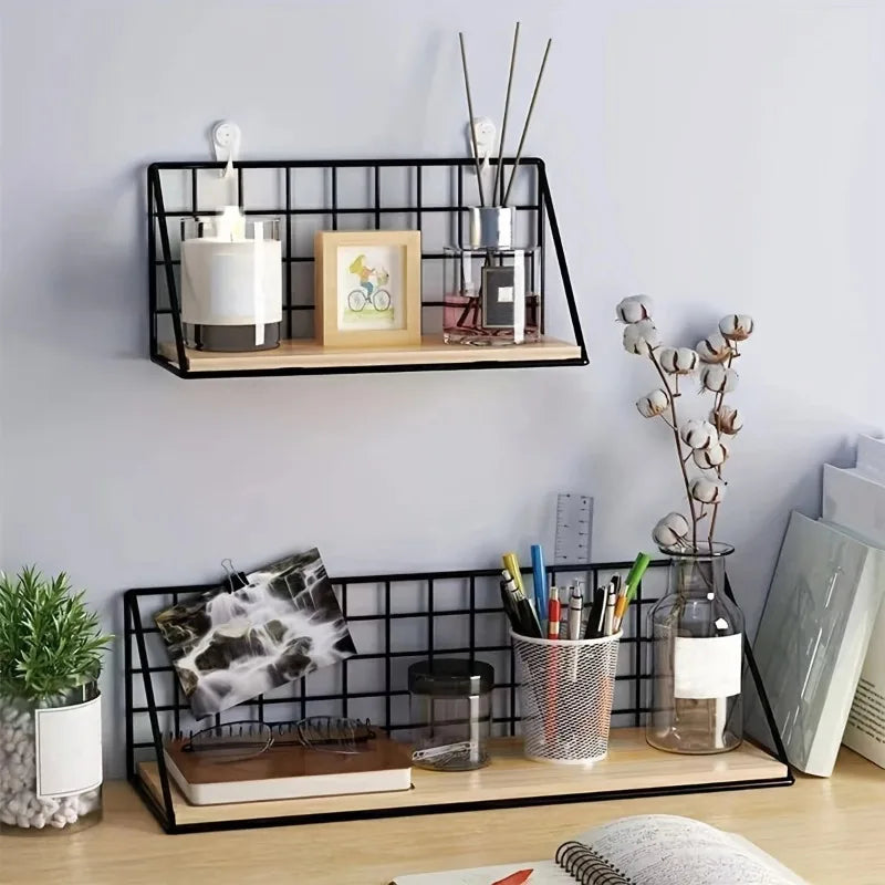 1pc wooden wall-mounted storage and display rack, plant stand, and key holder, suitable for dormitories, bedrooms, and bathrooms Oasis Select