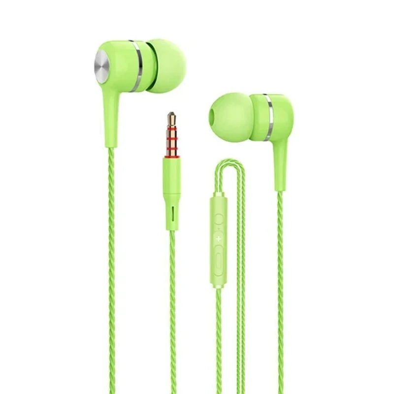 3.5mm Wired Headphones In Ear Headset Wired Earphones with Microphone Bass HiFi Stereo Earbuds Sports In-line Control For Phones Oasis Select green