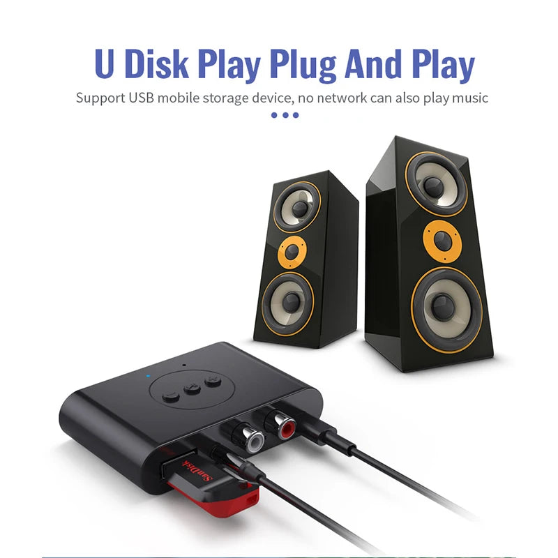 Bluetooth 5.2 Audio Receiver NFC U Disk RCA 3.5mm AUX USB Stereo Music Wireless Adapter With Mic For Car Kit Speaker Amplifier Oasis Select