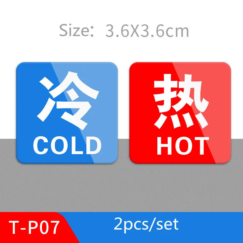 Hot and Cold Signs Round Universal Easy to Use Sticker Self-adhesion Water Signs Label for Kitchen Bathroom Faucets Sink Oasis Select T-P07