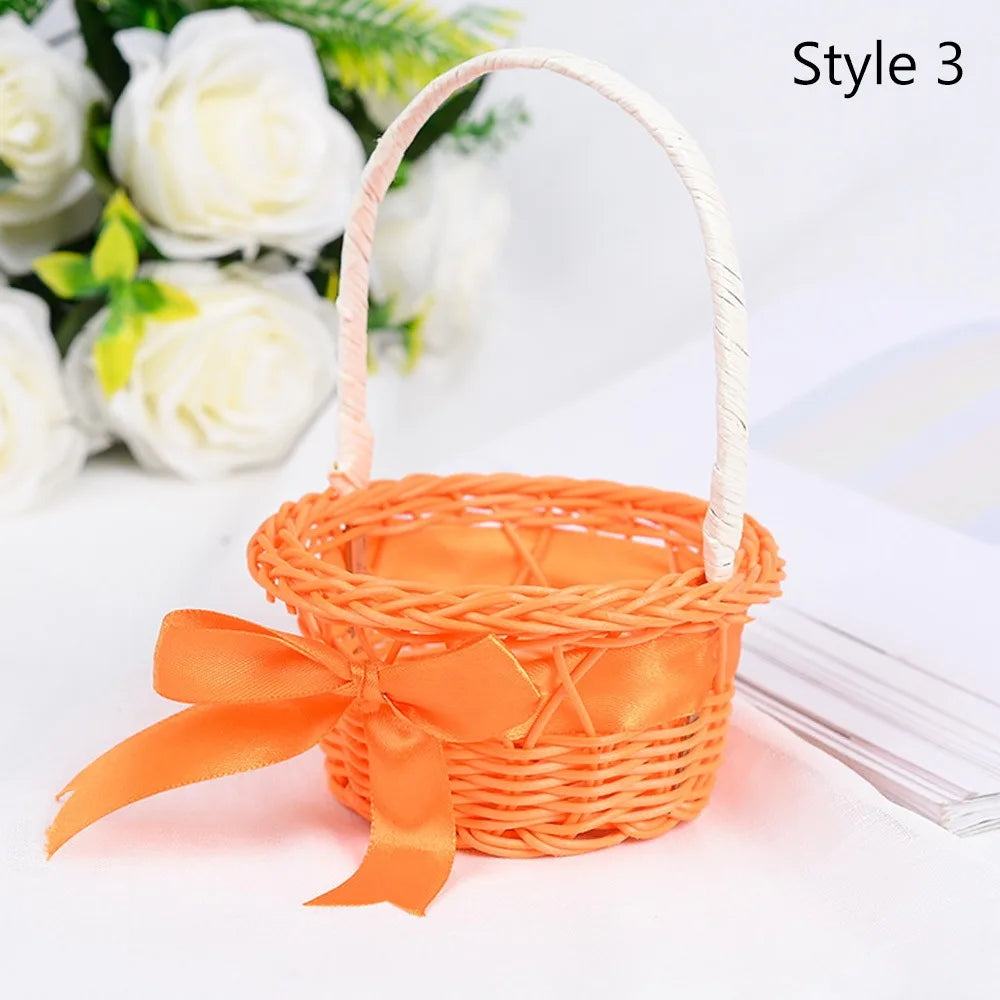 Hand-Woven Rattan Wicker Basket – 8 Colors Handheld Storage