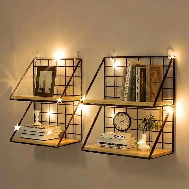 1pc wooden wall-mounted storage and display rack, plant stand, and key holder, suitable for dormitories, bedrooms, and bathrooms Oasis Select