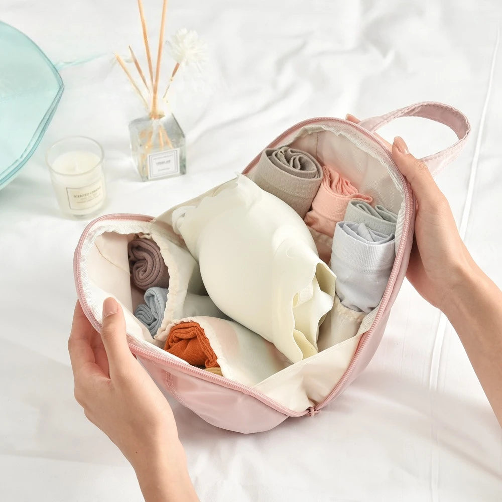 Travel Essential Large Capacity Underwear Storage Bag Portable Bra Socks Organizer Modern Minimalist Style Polyester Material Oasis Select