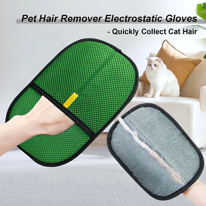 Static Pet Hair Removal Gloves Brush, Reusable Electrostatic Cat Dog Pet Hair Remover Grooming Glove Brush Tool Oasis Select