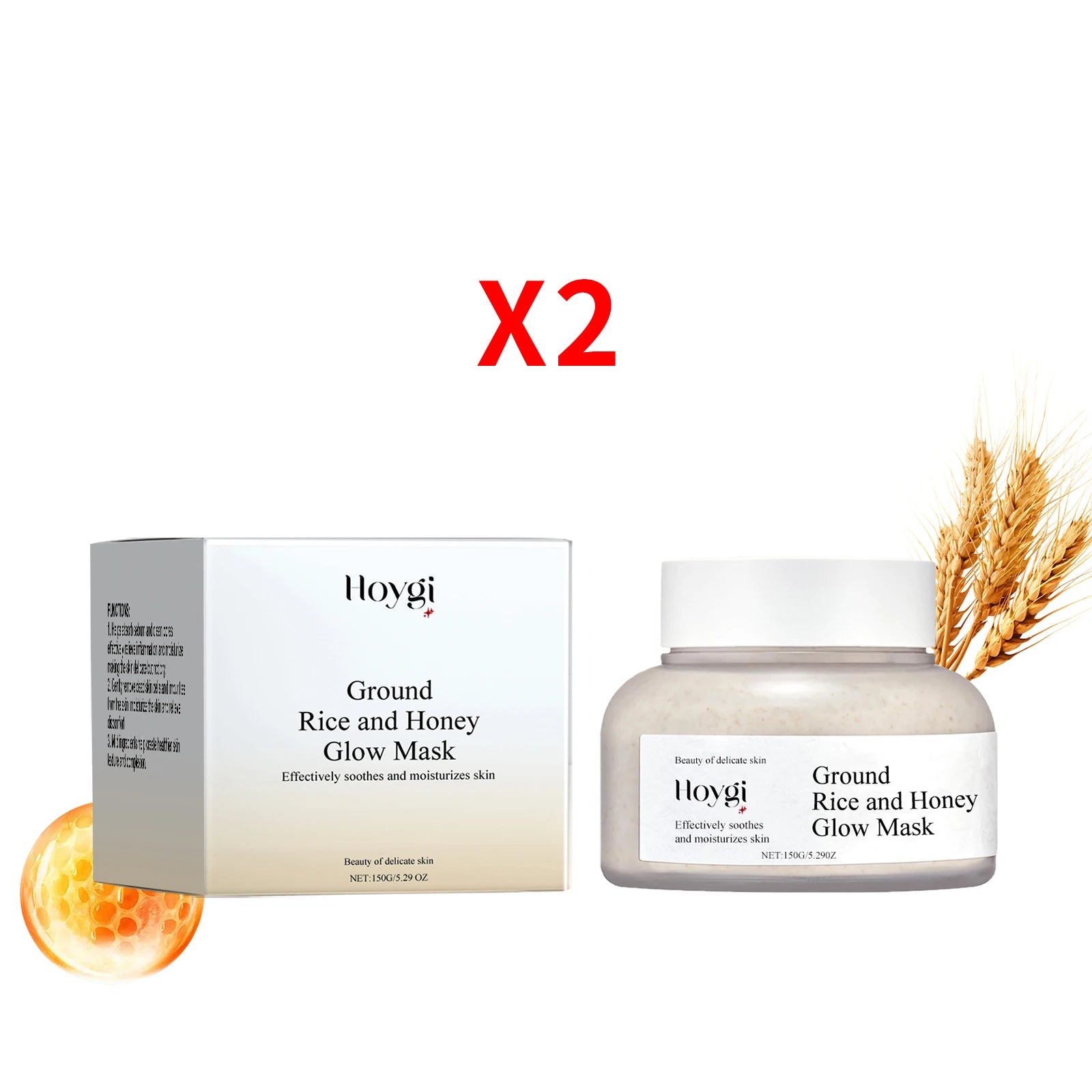 Hoygi Rice Honey Face Mask Pore Minimizing Oil Balancing Repairing Soothing Softening Skin Revitalizing Cleansing Mud Mask 150g Oasis Select 2pcs