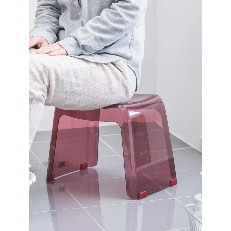 Bathroom Stool Home Furniture Transparent PCTG Plastic Shoe Stool Designer Antiskid Elderly Shower Bath Chair Seat For Adults Oasis Select