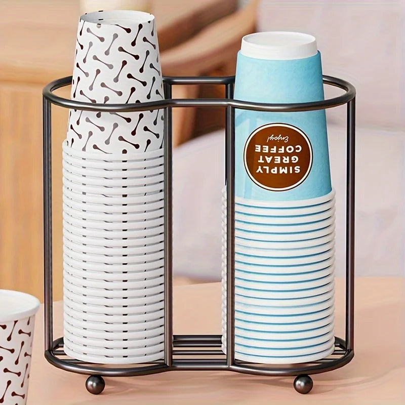 Metal Paper Cup Holder Sleek Space-Saving Organizer for Disposable Paper Cups Premium Countertop Rack for Desk Kitchen Oasis Select