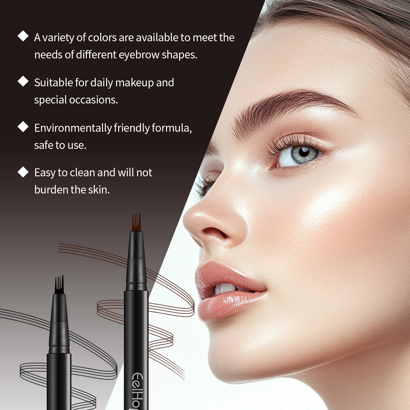 Eelhope 4-Pronged Eyebrow Pencil – Waterproof 3D Natural Look Eyebrow Pencil Oasis Select