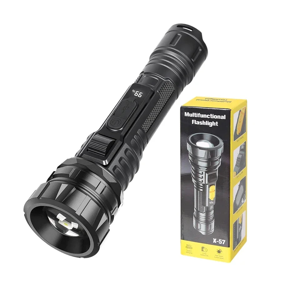 Portable Led Flashlight USB Rechargeable Zoomable Torch Strong Light 6 Mode Tactical Lamp for Camping Fishing Emergency Lantern Oasis Select X-57