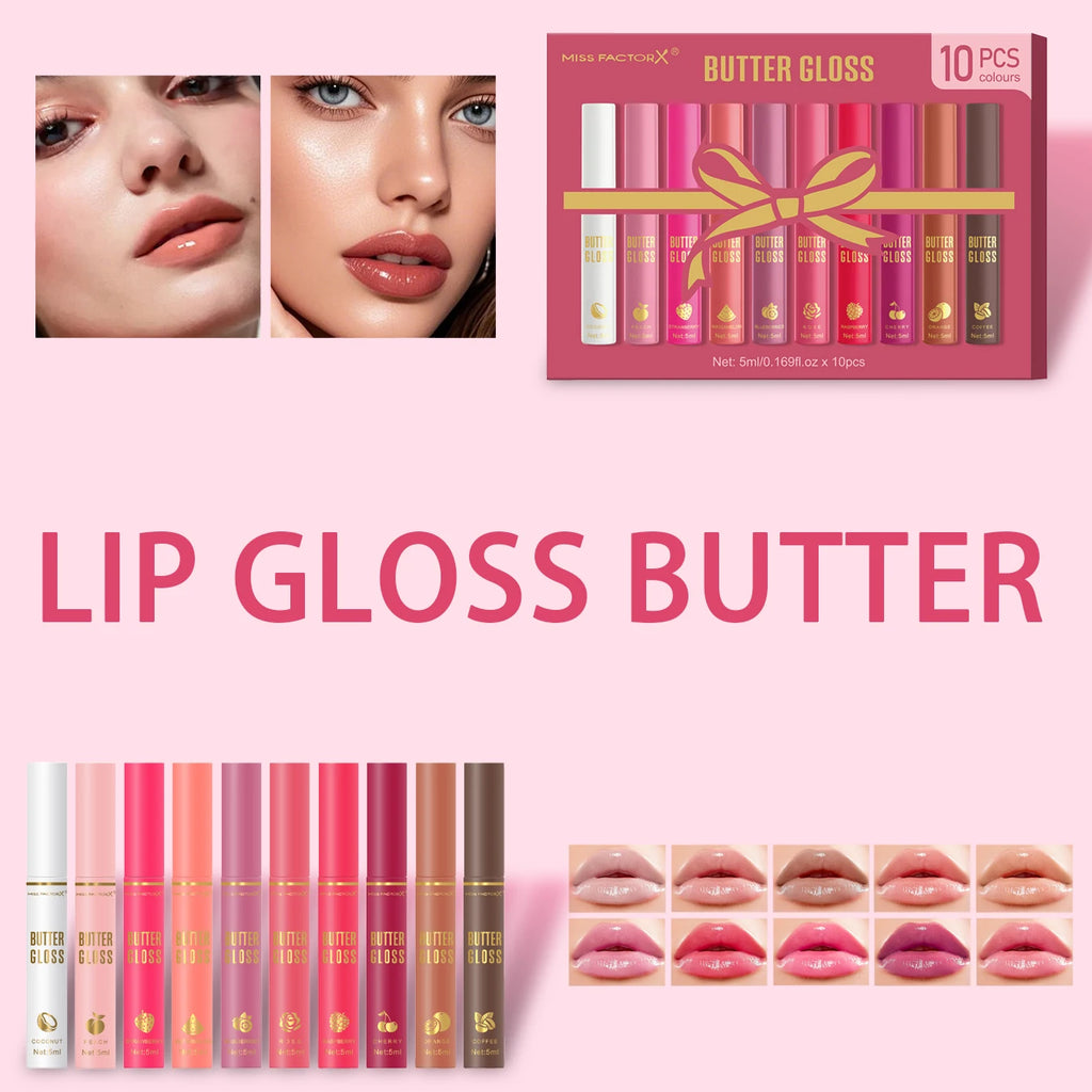 10 pack of dazzling water gloss lip oil, smooth and delicate, with color rendering, moisturizing, full and plump, women's gift Oasis Select