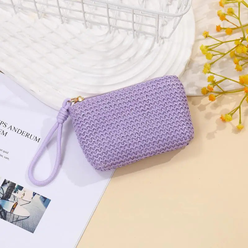 Straw Mini Coin Purse – Zipper Wallet & Card Holder for Women