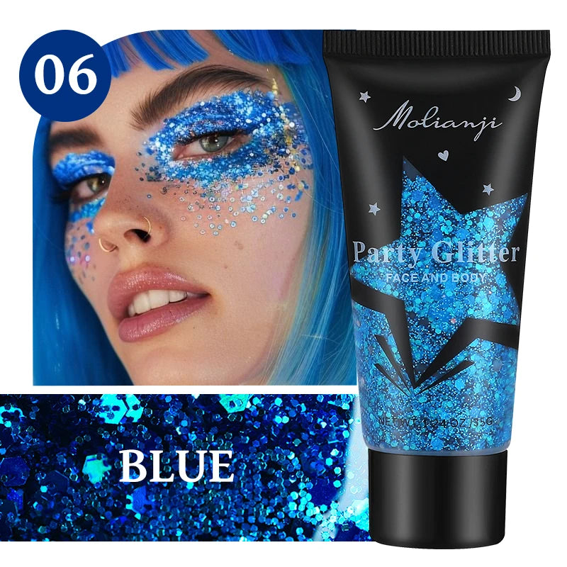 Multicolor Body Glitter – Waterproof & Sweat-Resistant Makeup Body & Face Glitter Oasis Select 06 BLUE