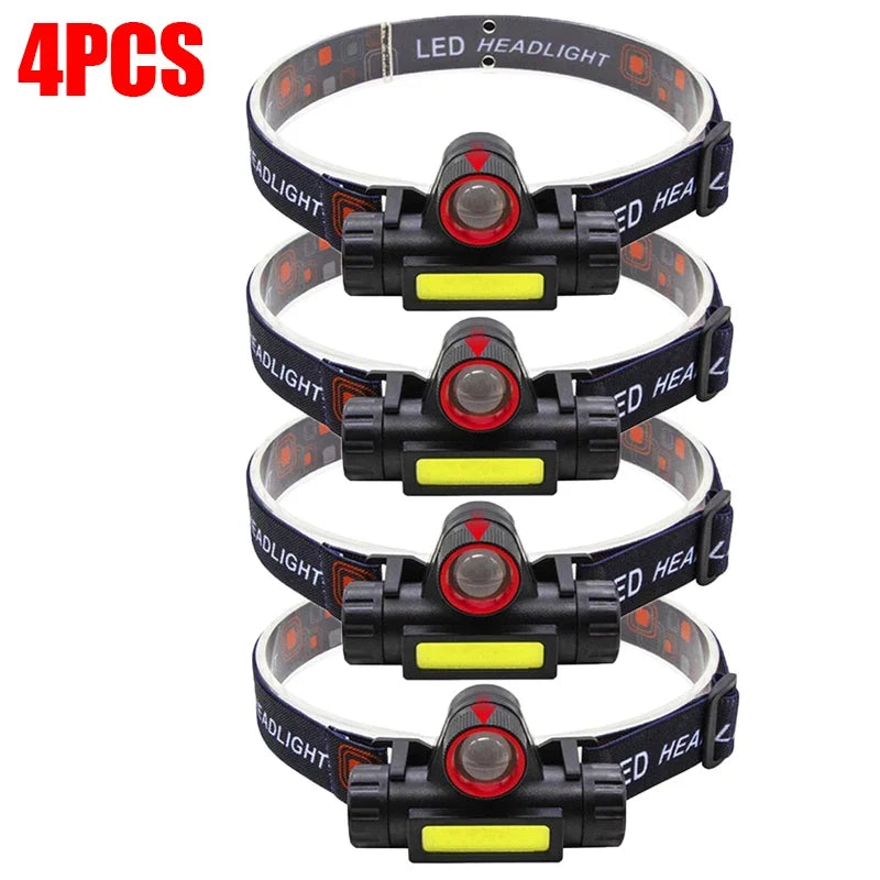 Rechargeable LED Headlamp – XPE COB Dual Light, Waterproof