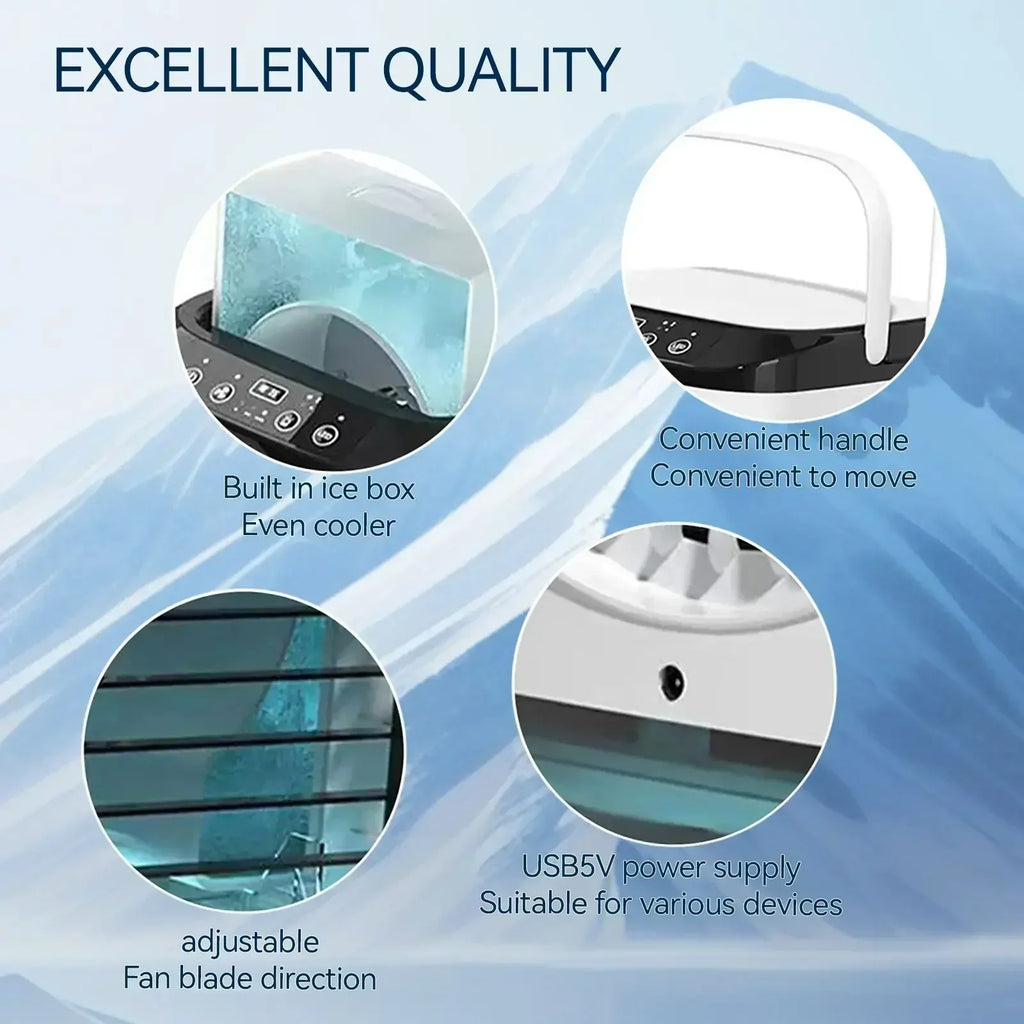 Portable Desktop Air Cooler Fan | Dual Spray & Night Light
