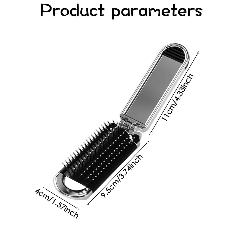 1/3/5PCS Folding Hair Brush Mirror Soft Bristle Silver Detangling Women Girls Travel Purse Gym Portable Compact Styling Oasis Select