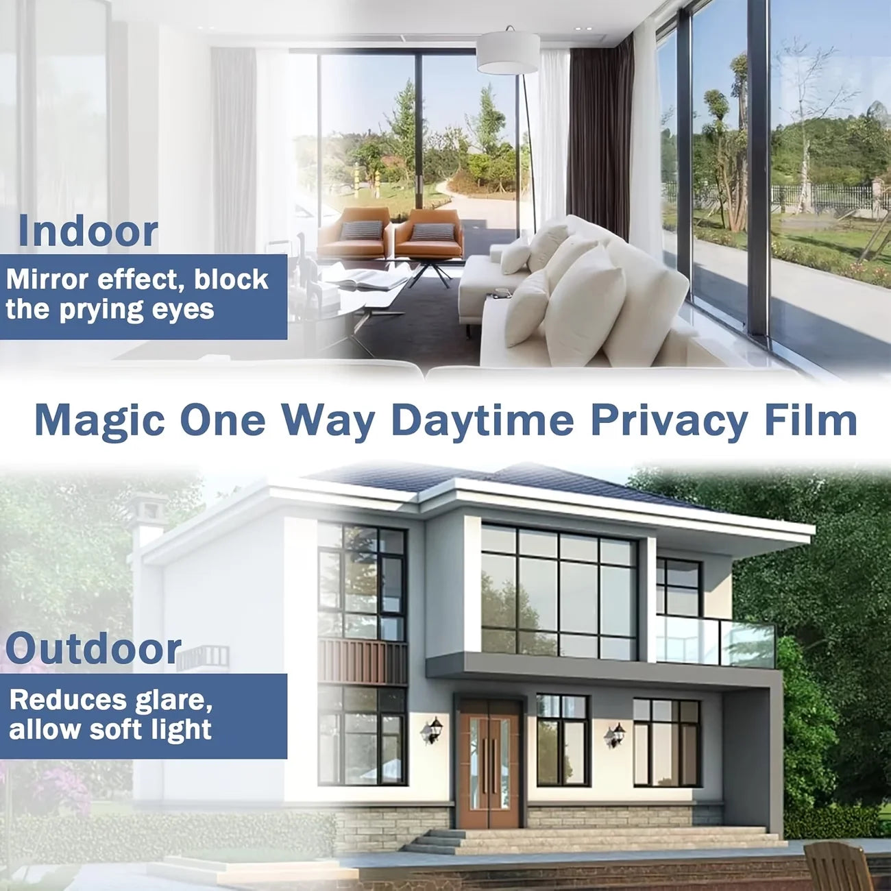 Heat-Insulating UV-Protective One-Way Privacy Sun-Shading Window Film Is Suitable For Home Balconies And Glass Surfaces. Oasis Select