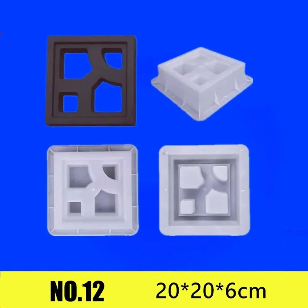 Plastic Hollow Brick Mold 20*20*6cm Square Wall Brick Mould 3D Carving Anti-Slip Cement Antique Brick Mold Garden Wall Oasis Select 12