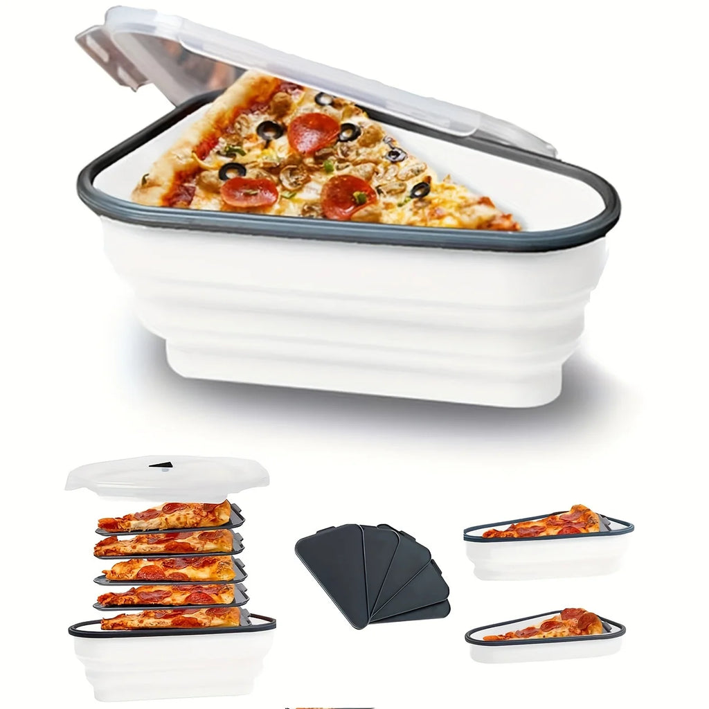 1pc Space-Saving Silicone Pizza Storage Container with 5 Microwavable Serving Trays - Reusable,Collapsible Design Oasis Select