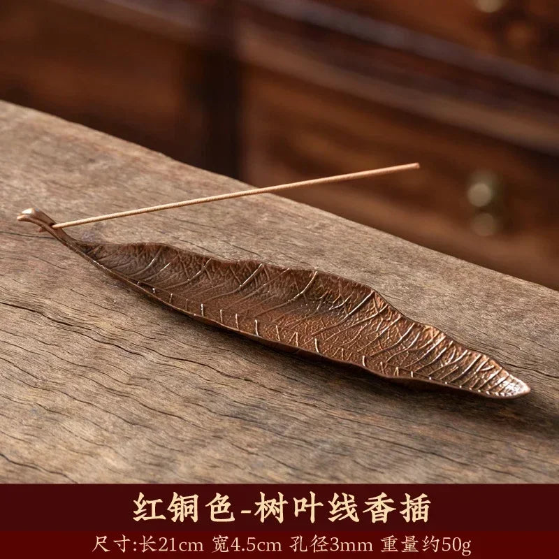 Long Leafs Censer Incense Support Rods Holder Ash Catcher Incense Sticks Stand Meditation Room Yoga Insence Burners Accessories Oasis Select bronze