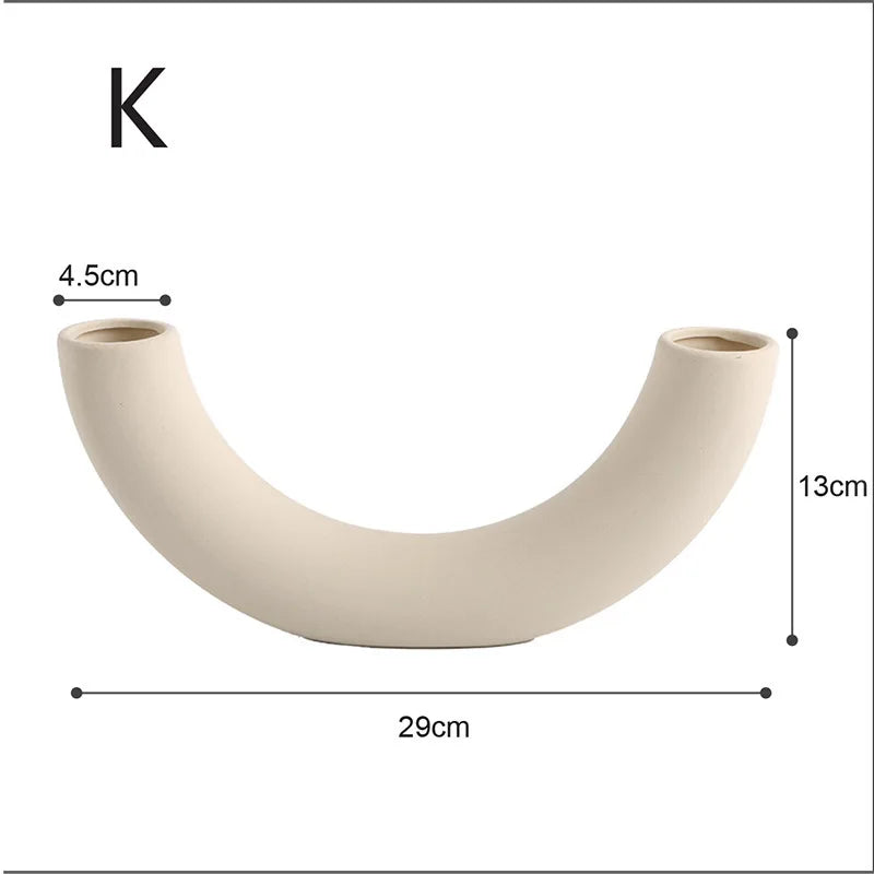 Nordic Geometric Creative Art Plain Germ Dried Flower Ceramic Vase Homestays Vases Oasis Select X