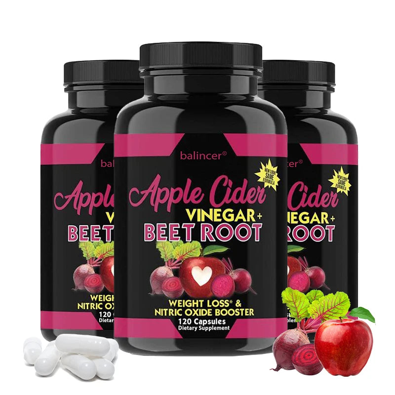 Beetroot & Apple Cider Vinegar Capsules | Immune, Detox & Weight Herbal Supplement Capsules Oasis Select 120 count-3 bottle