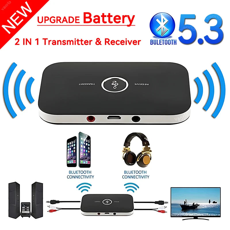 Upgraded Bluetooth 5.3 Audio Transmitter Receiver RCA 3.5mm AUX Jack USB Dongle Music Wireless Adapter For Car PC TV Headphones Oasis Select