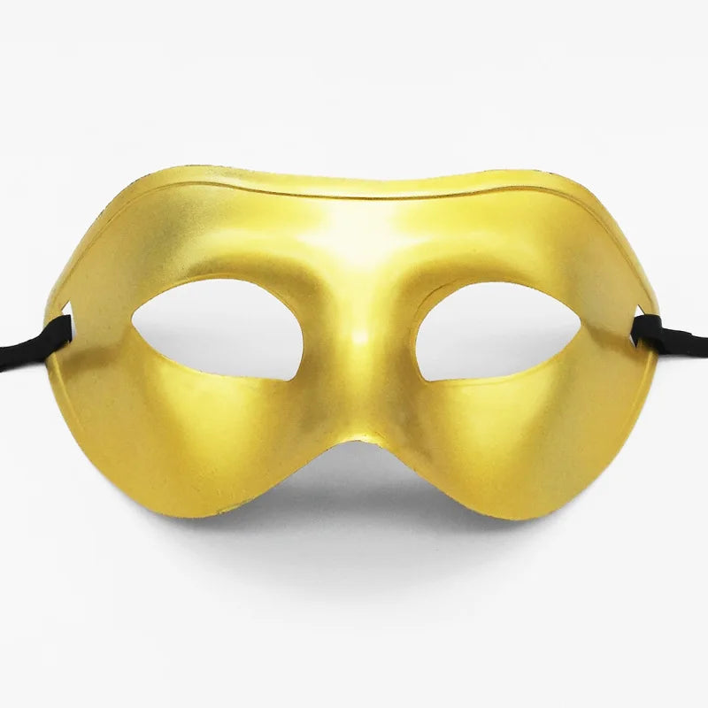 Men's Half Face Spray Painting Gentleman Jazz Performance Ball Plastic Flat Head Mask Halloween Party Prom Wedding Decoration Oasis Select gold