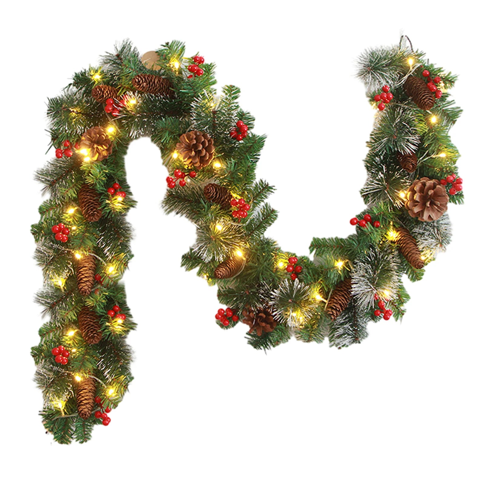 Christmas Red Berry Garland 180cm/270cm | Festive Rattan Decor