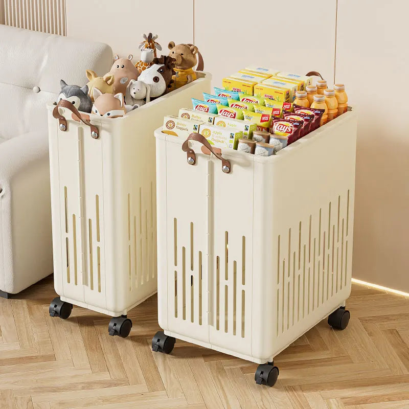 Foldable Open-Top Dirty Clothes Basket, Collapsible Wheeled Laundry Hamper, Space-Saving Organizer for Bedroom/Bathroom Oasis Select