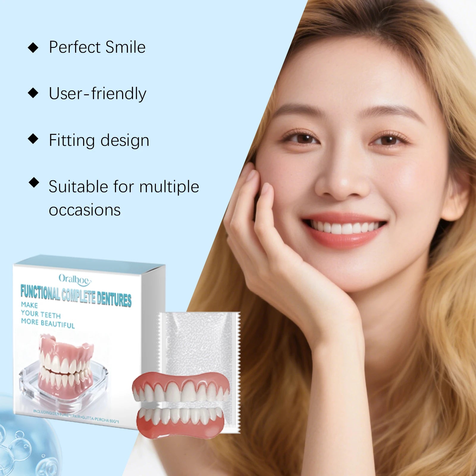 False Teeth Beauty Kits Temporary Orthodontic Upper Lower Dentures Oral Care Whitening Dentures Simulation Braces Comfortable Oasis Select