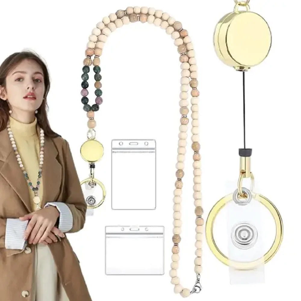 Beaded Lanyard Necklace for Women – ID Badge & Key Holder