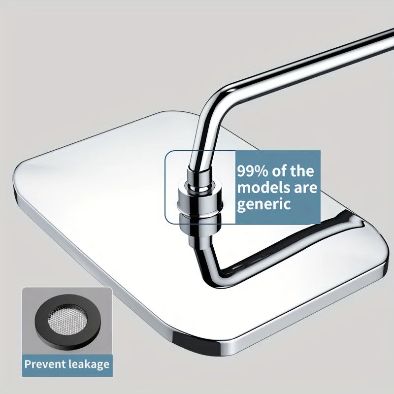 12" Square Rainfall Shower Head | 360° Adjustable Water Saving