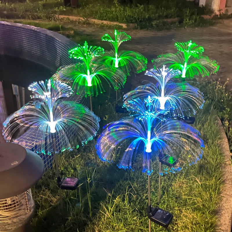 Solar LED Optical Fiber Lamp Jellyfish Five-pointed Star Outdoor Atmosphere Decorative Light Garden Waterproof Lawn Light Oasis Select Default Title