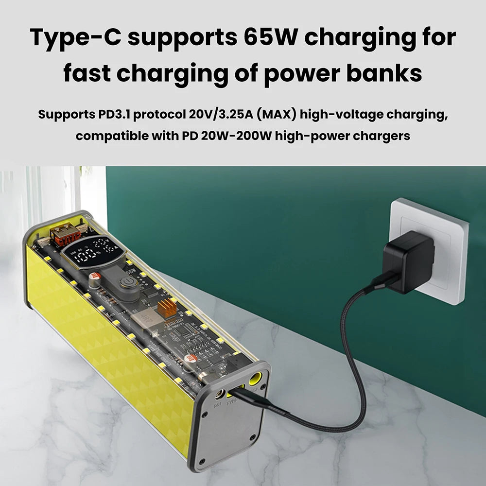 PD 65W DIY Battery Box DC Port Fast Charging Transparent Power Bank Shell Weld-Free 8-Cell 18650 Battery Case Oasis Select