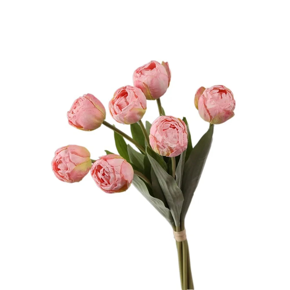 7-Head Artificial Silk Tulip Branches | Realistic Faux Flowers