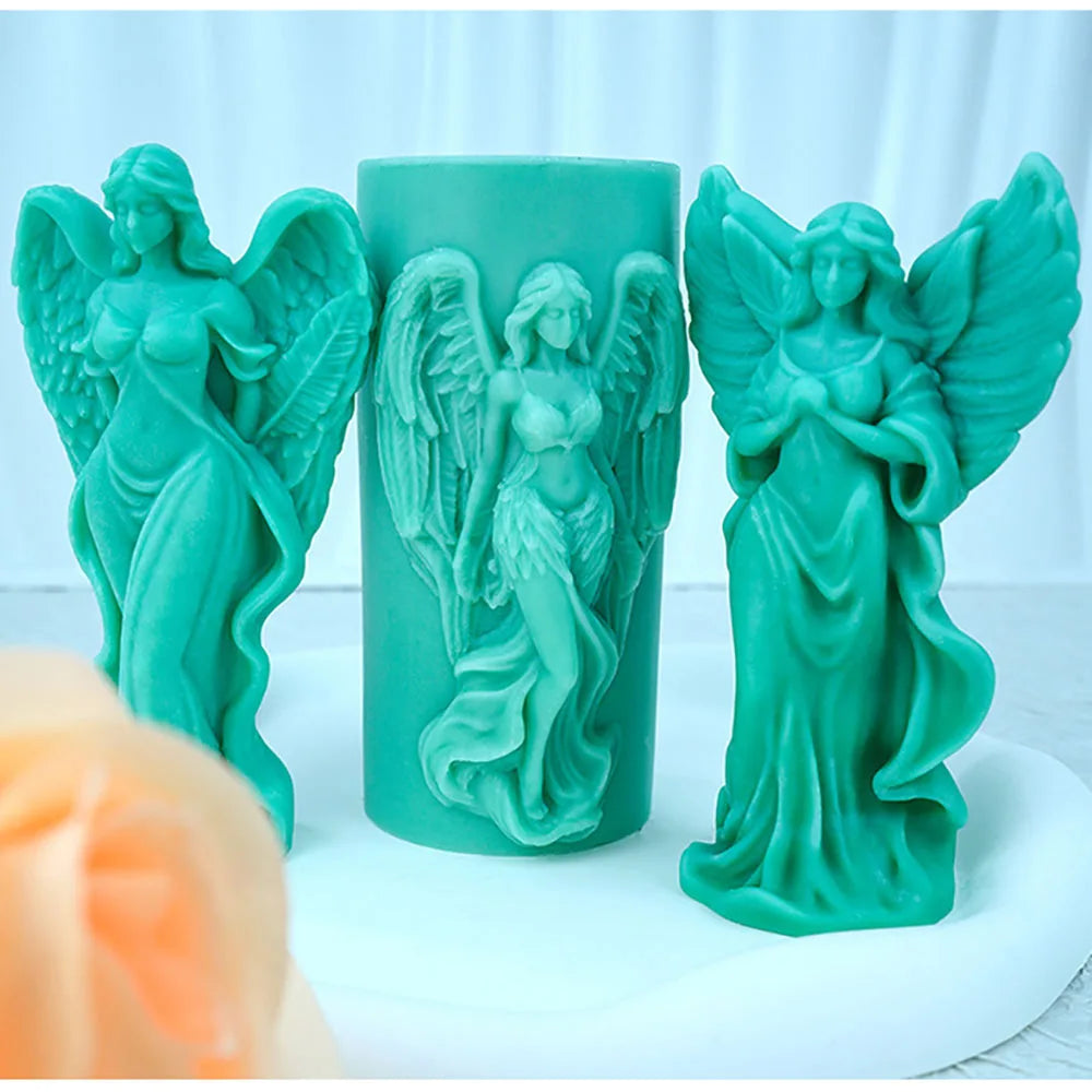 Wings Goddess Scented Silicone Candle Mould DIY Prayer Angel Sculpture Gypsum Resin Mold Women Candle Making Supplies Home Decor Oasis Select