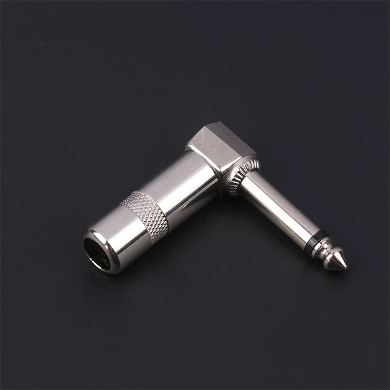 Metal 6.35mm Plug Right Angle Male Mono Plug L-Shape Audio Connector For Guitar Audio 1/4" 6.35 90 Degree Jack Solder Connector Oasis Select