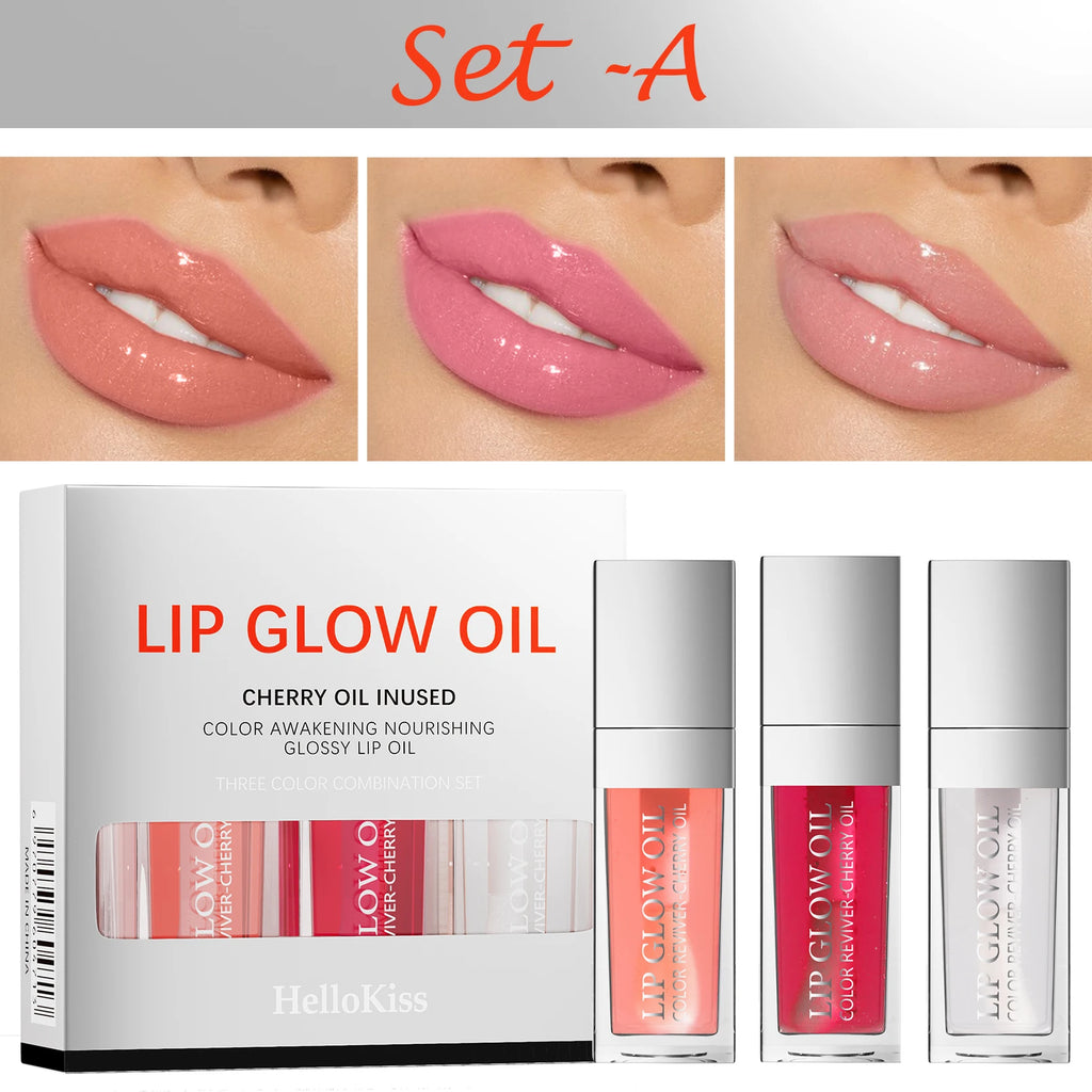 Hello Kiss Crystal Jelly Lip Oil Set – Tinted Plumping Gloss