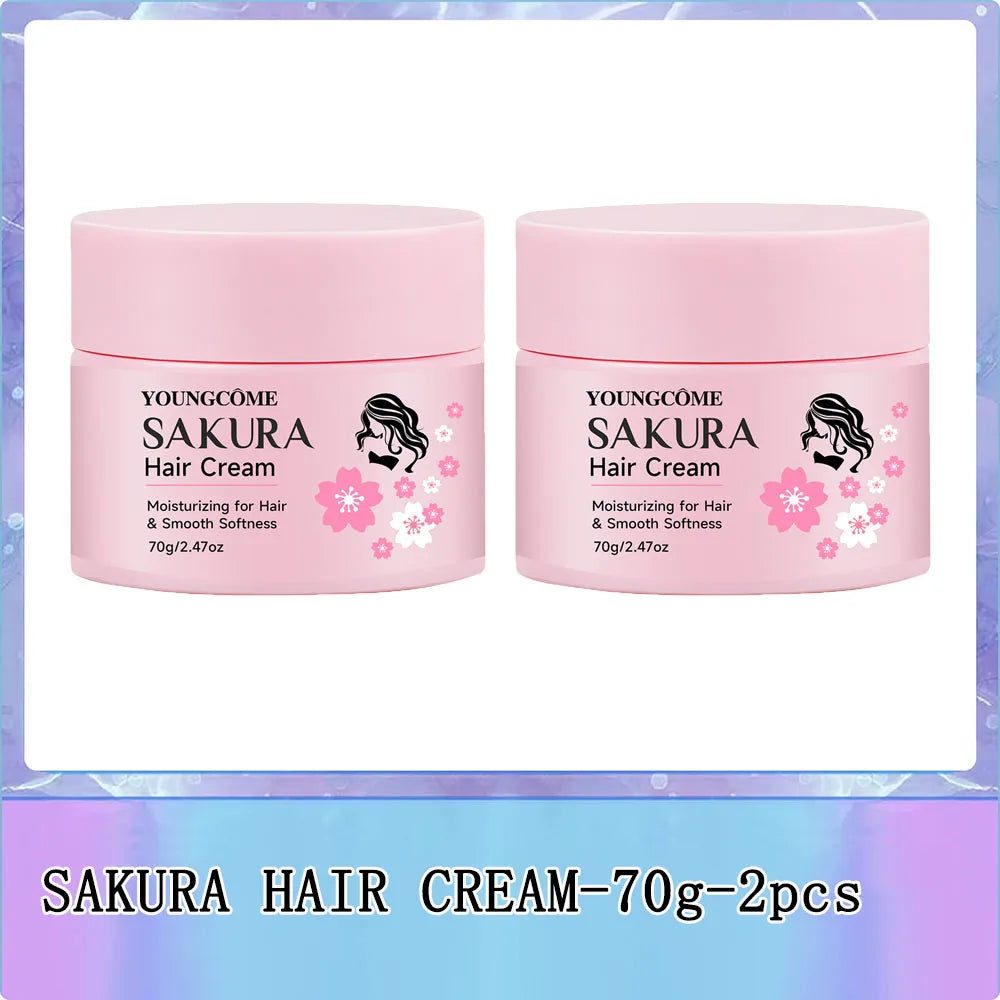 Sakura Hair Cream – Keratin & Argan Oil | Frizz Control & UV Care Hair Treatment Cream Oasis Select 70g-2pcs