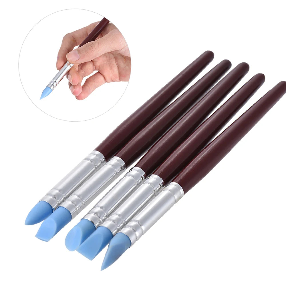 5pcs Rubber Tip Paint Brushes Clay Tools for Sculpture Pottery Color Shaping Blending Drawing Modeling Remove Fingerprints Oasis Select Default Title