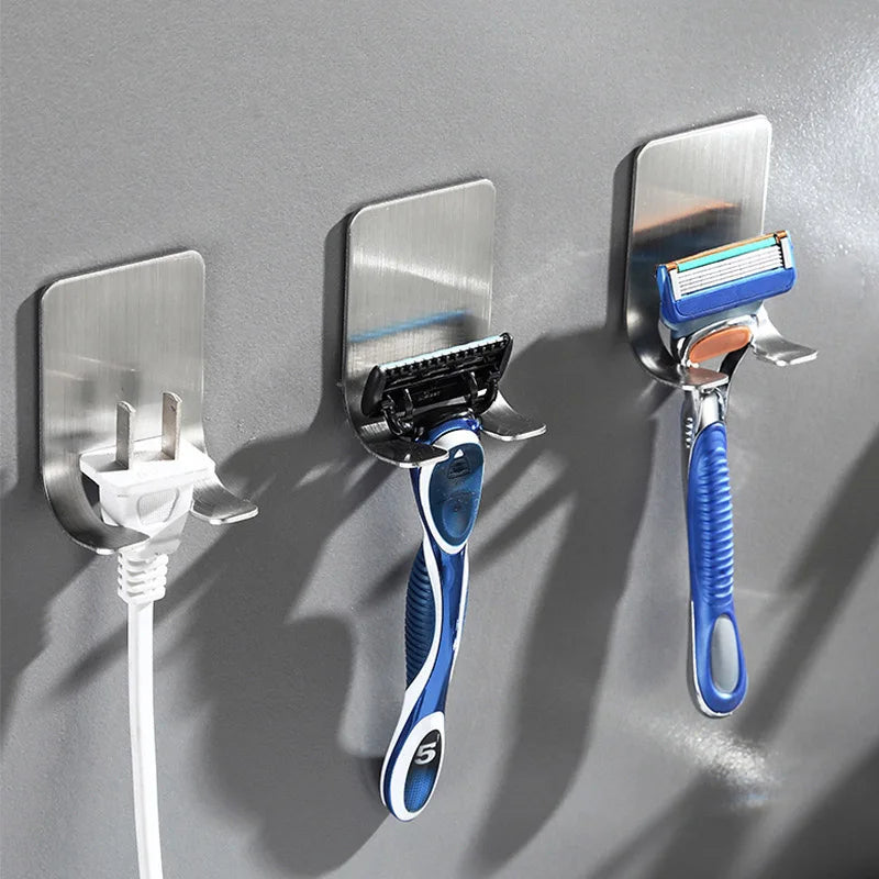 1-15PCS No-Punch Razor Holder Adhesive Razor Storage Hook Bathroom Razor Waterproof Wall Hook Bathroom Shelf Razor Holder Oasis Select