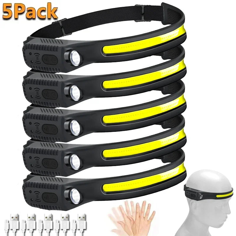 KDULIT COB LED Headlamp Wave Sensor USB-C Rechargeable IPX4