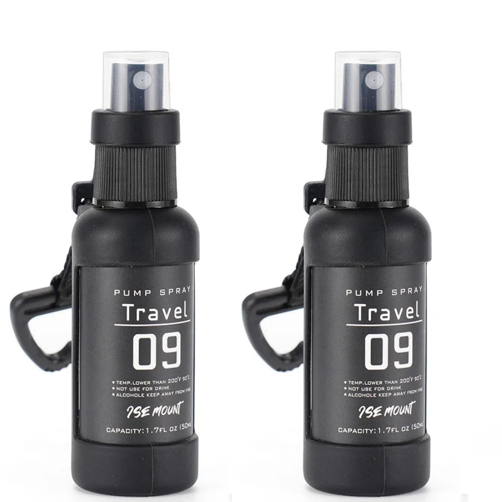 50ml Portable Tactical Spray Bottle Outdoor Camping Hiking Alcohol Dispenser Refillable Empty Bottle Survival Tool Black Oasis Select 2 PCS black