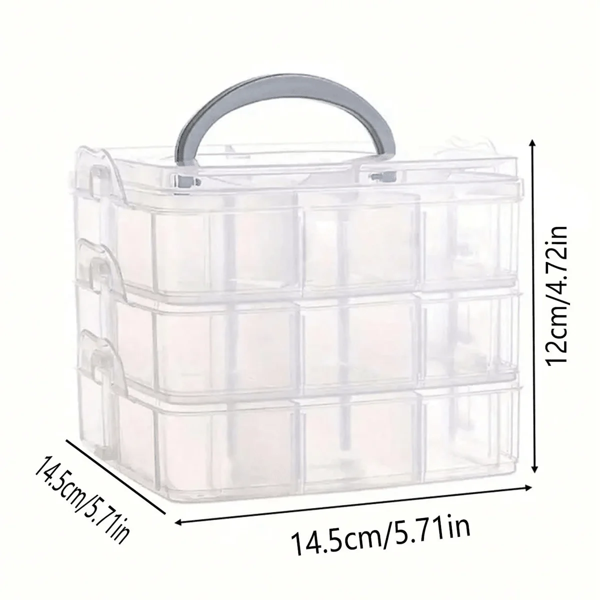 3 Tier 18-Grid Transparent Adjustable Stackable Compartment Slot Plastic Storage Box For Organizing Toys Jewelry Accessories Oasis Select