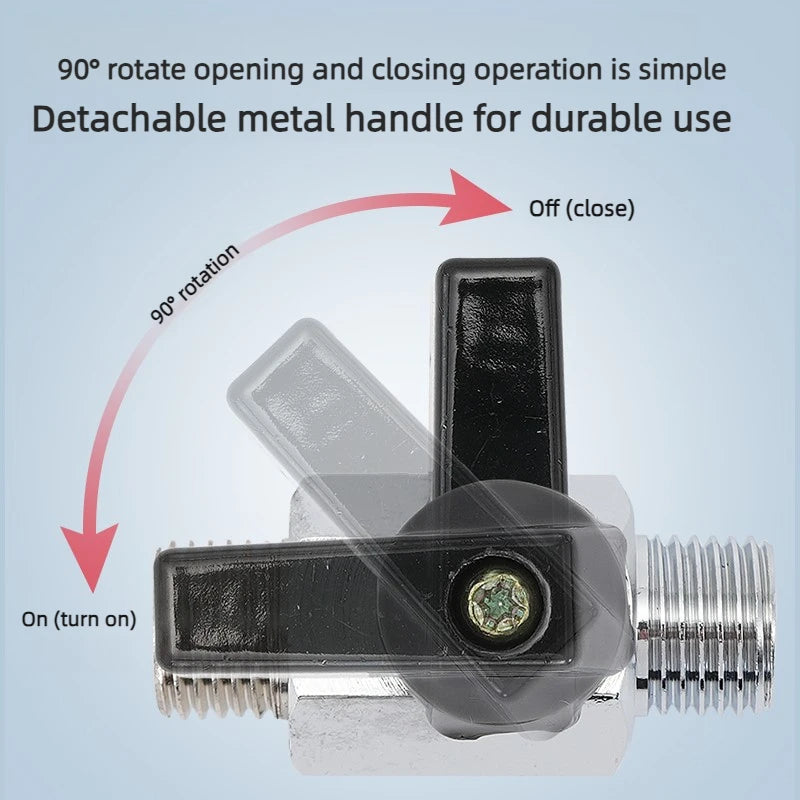Mini Ball Valve Switch Water Pipe PT1/8, 1/4, 3/8, 1/2 Gas Electric Copper Ball Valve Double Inner and Outer Wire Teeth Oasis Select